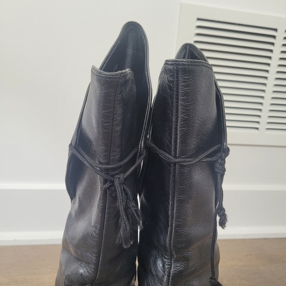Vintage 80's black genuine leather mid calf boots Size 7 - Picture 13 of 16